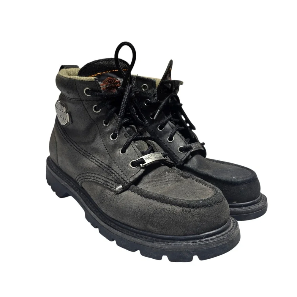 Harley Davidson Boots Mens 10 Black Leather Moc Toe Biker Motorcycle 99300